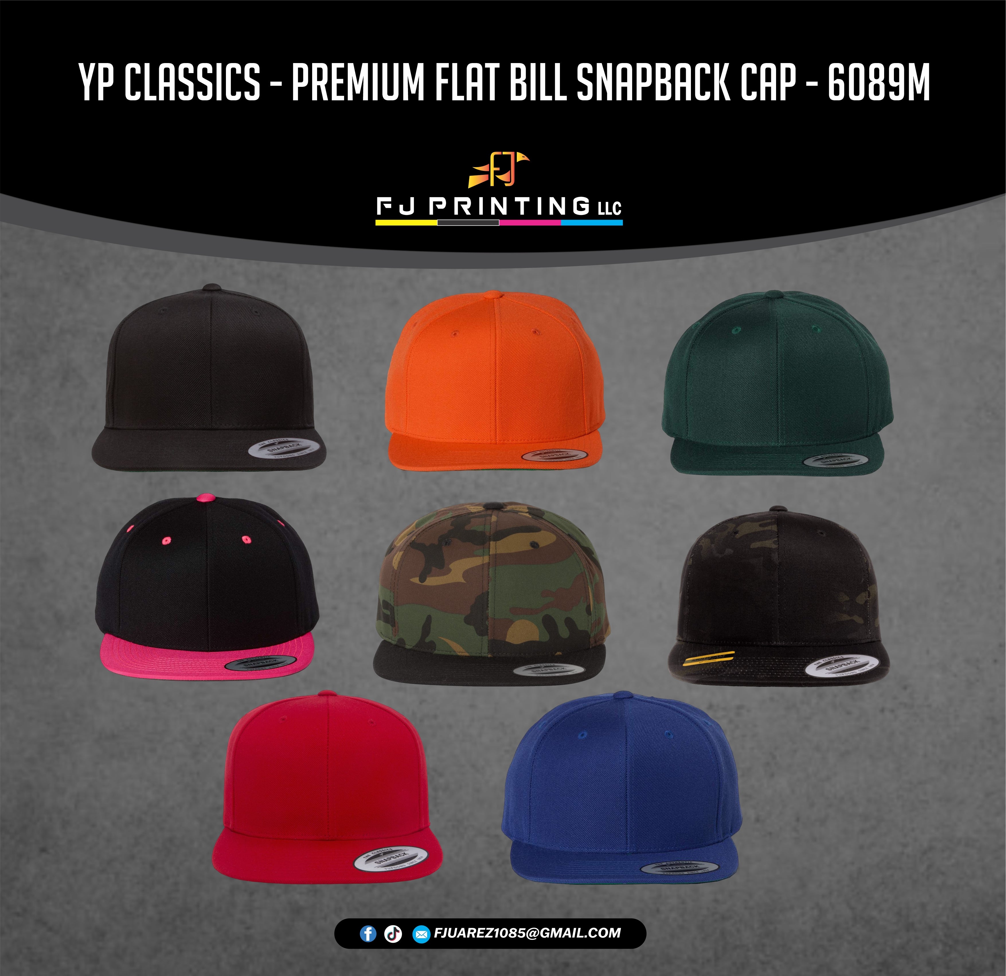 YP Classics - Premium Flat Bill Snapback Cap - 6089M – FJ PRINTING LLC