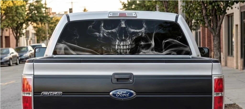 Nightmare Skull Truck Decal Back Window - Custom Design - perforated vinyl