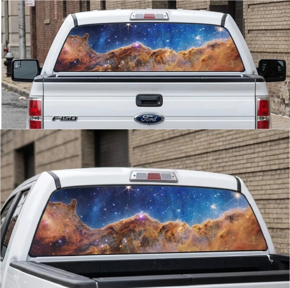Abstract Space Nebula Truck Decal Back Window - Custom Design - perforated vinyl