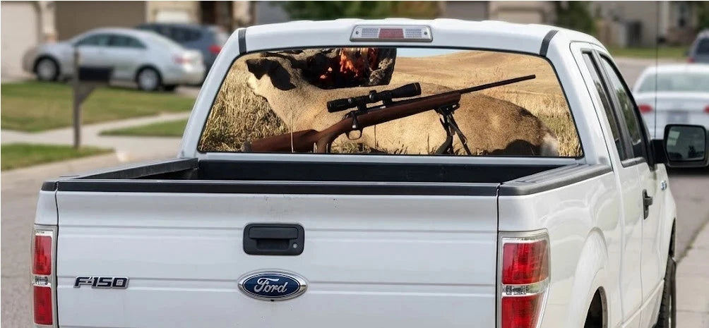Hunting Design Truck Decal Back Window - Custom Design - perforated vinyl
