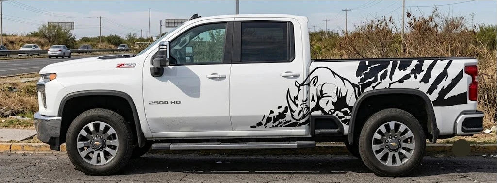 (2) Rhino Splash Side Decals Graphics for Chevrolet Silverado 2500HD